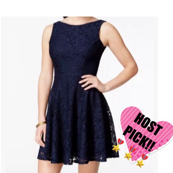 Speechless Dresses & Skirts - 🗣SOLD🗣 HP!!🎖🎖Speechless Navy Blue Lace Sleeveless Fit&Flare Dress SizeL